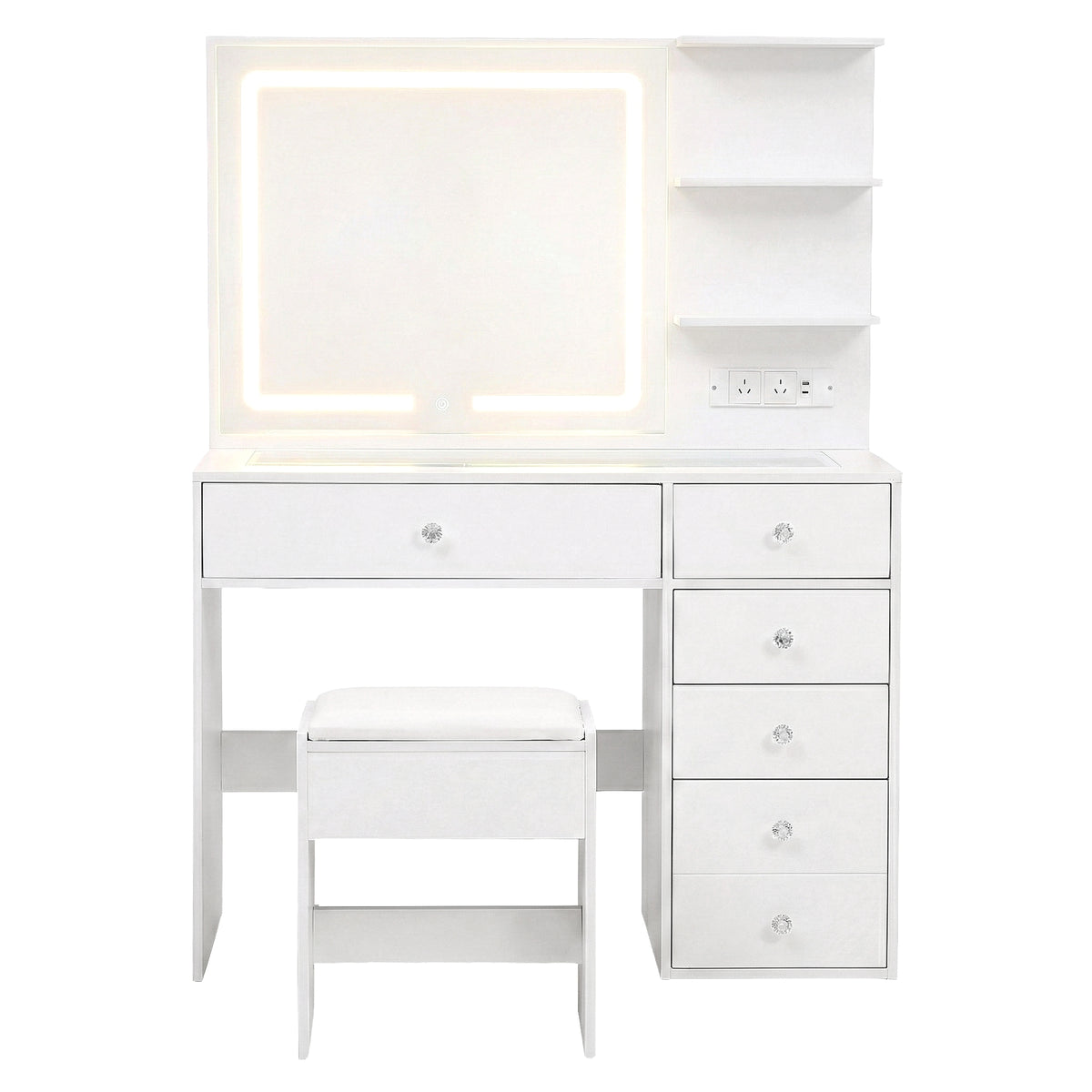 Artiss White LED Dressing Table and Stool Set