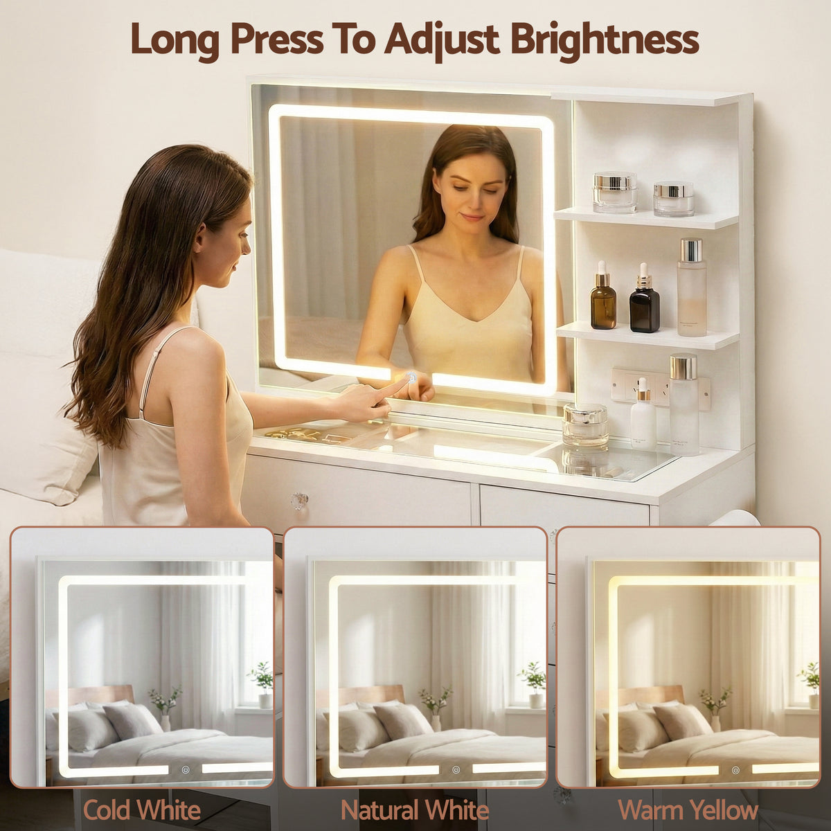 Artiss White LED Dressing Table and Stool Set