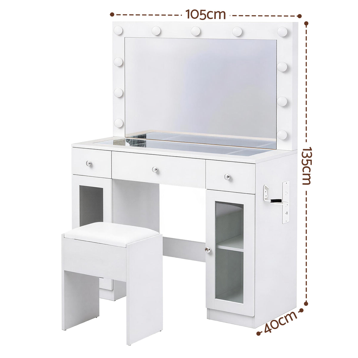 Artiss White Dressing Table Set with LED and RGB Lighting