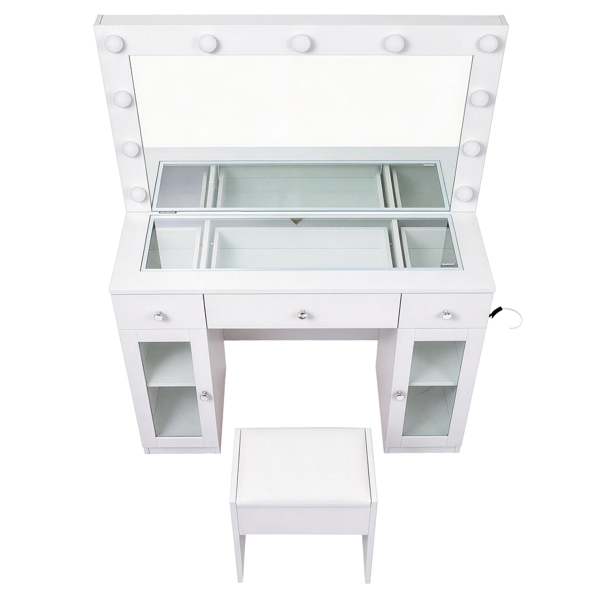 Artiss White Dressing Table Set with LED and RGB Lighting