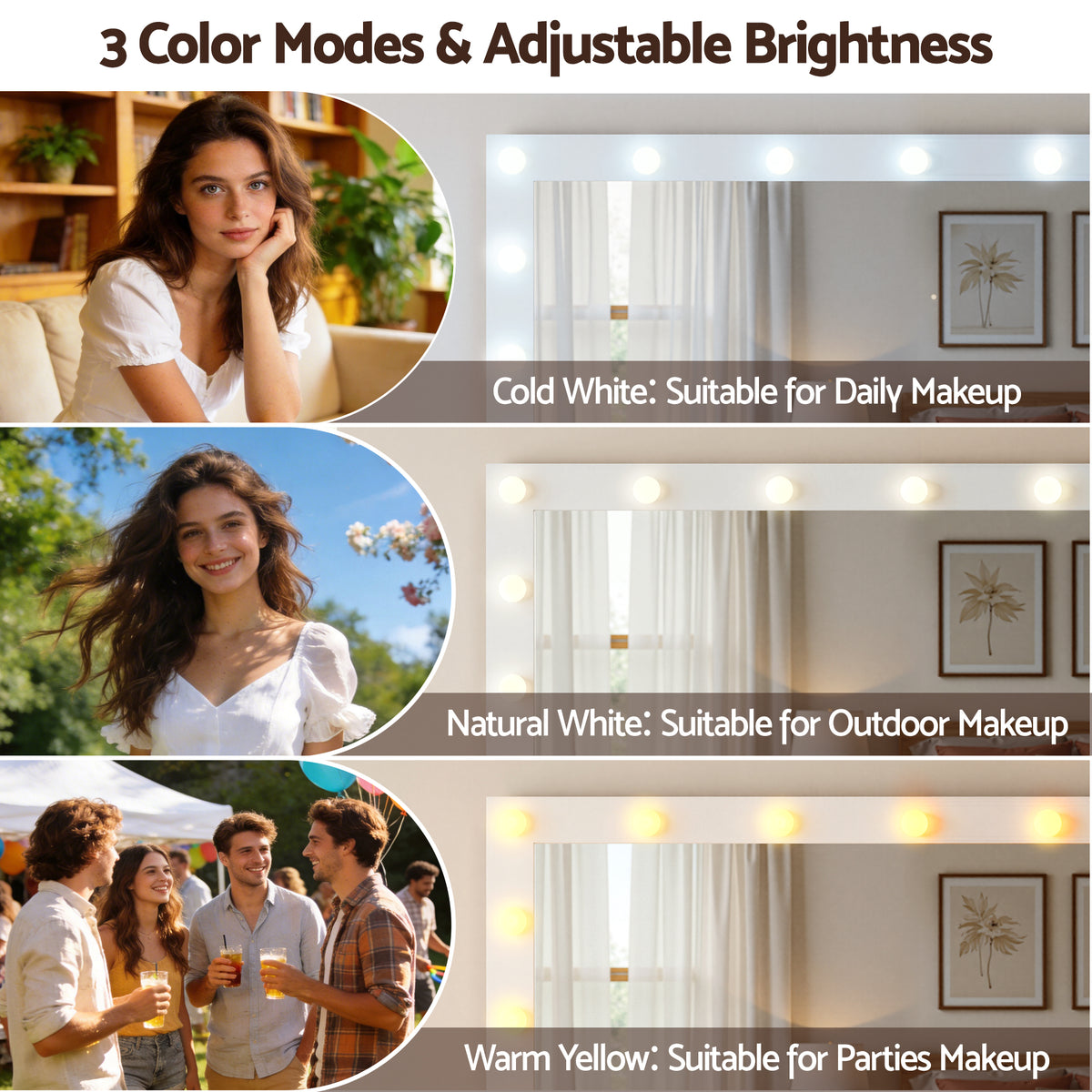 Artiss White Dressing Table Set with LED and RGB Lighting
