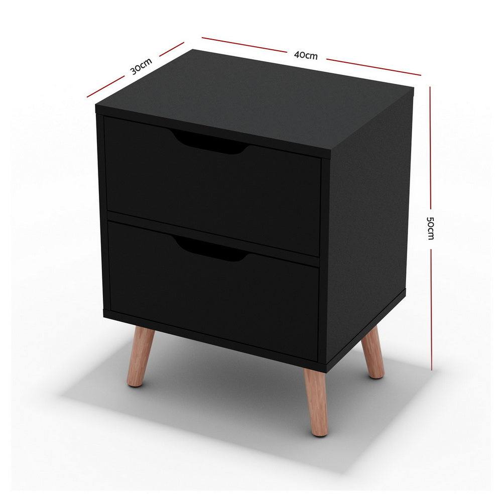 Artiss Boden Black Bedside Tables, Set of 2