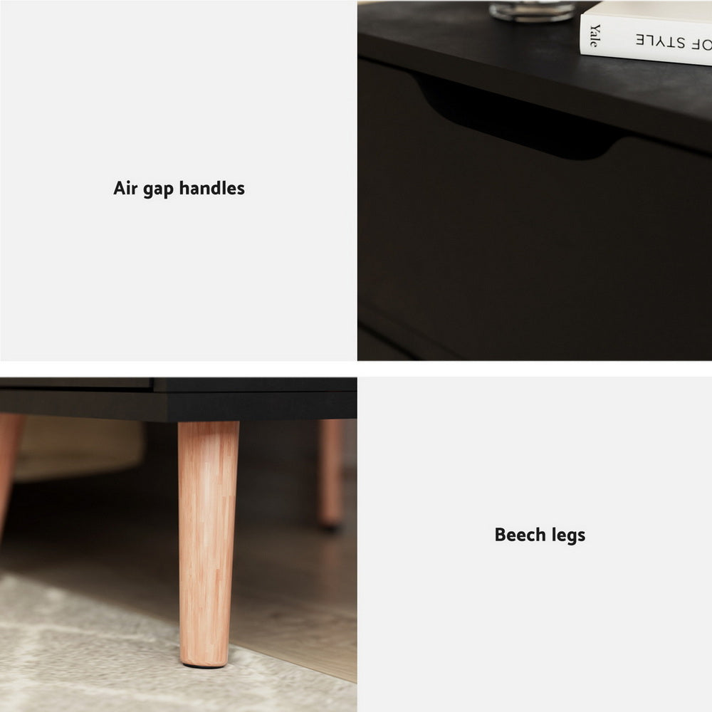 Artiss Boden Black Bedside Tables, Set of 2