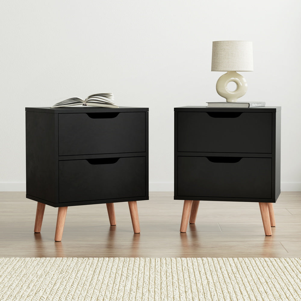 Artiss Boden Black Bedside Tables, Set of 2