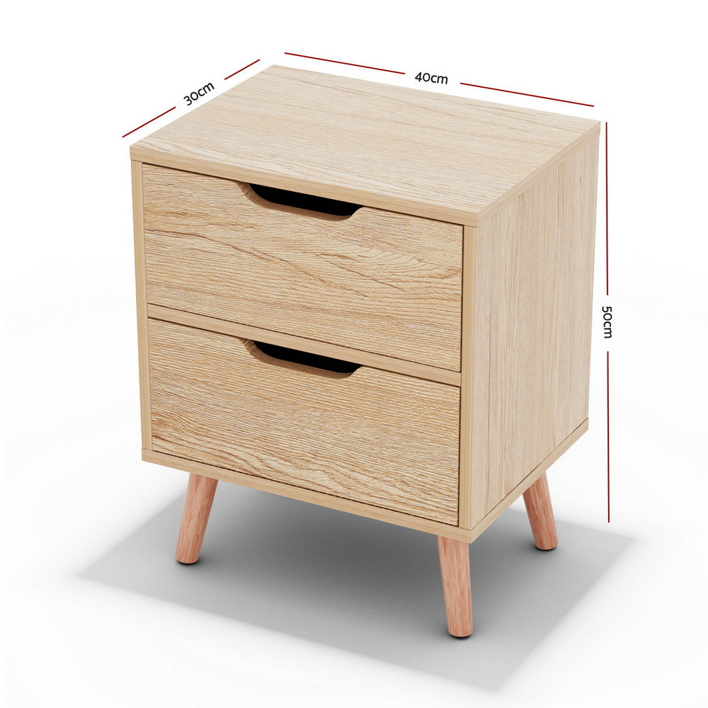 Artiss Boden Bedside Table with Two Drawers