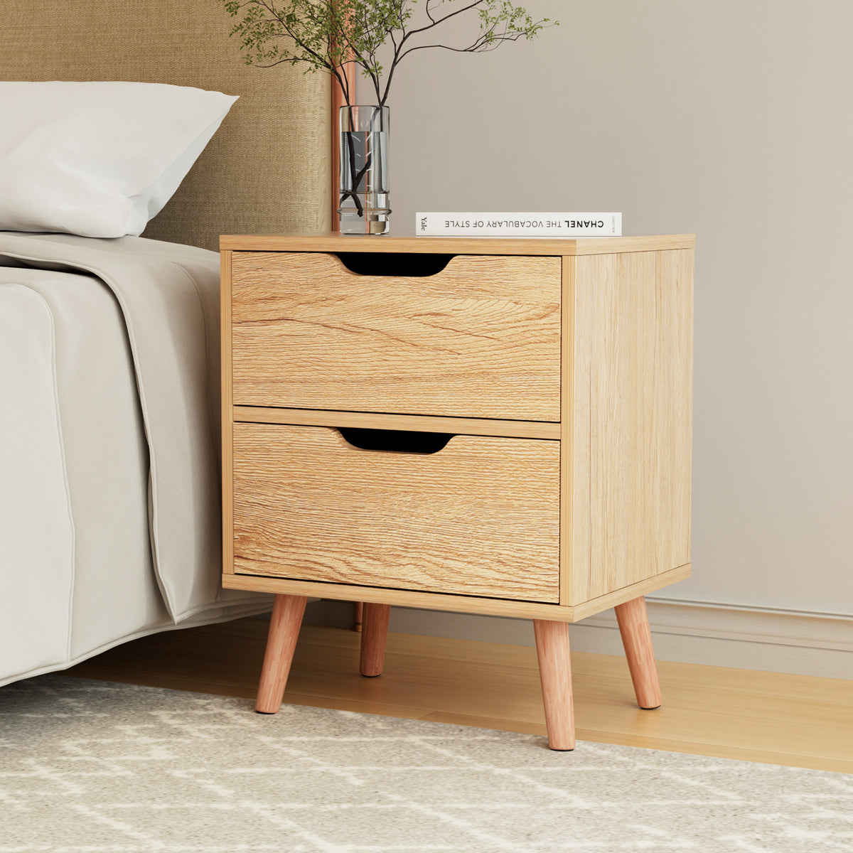 Artiss Boden Bedside Table with Two Drawers