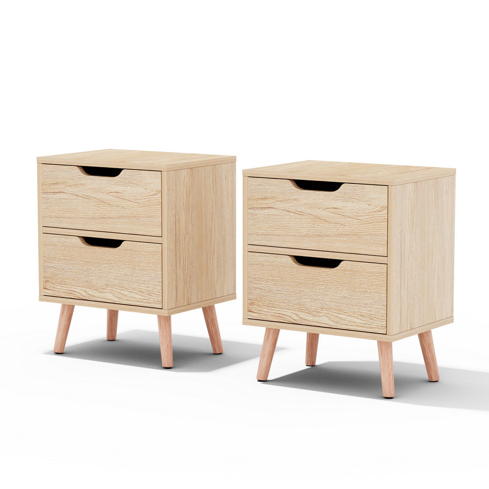 Artiss Boden Pine Finish Bedside Tables, Set of 2