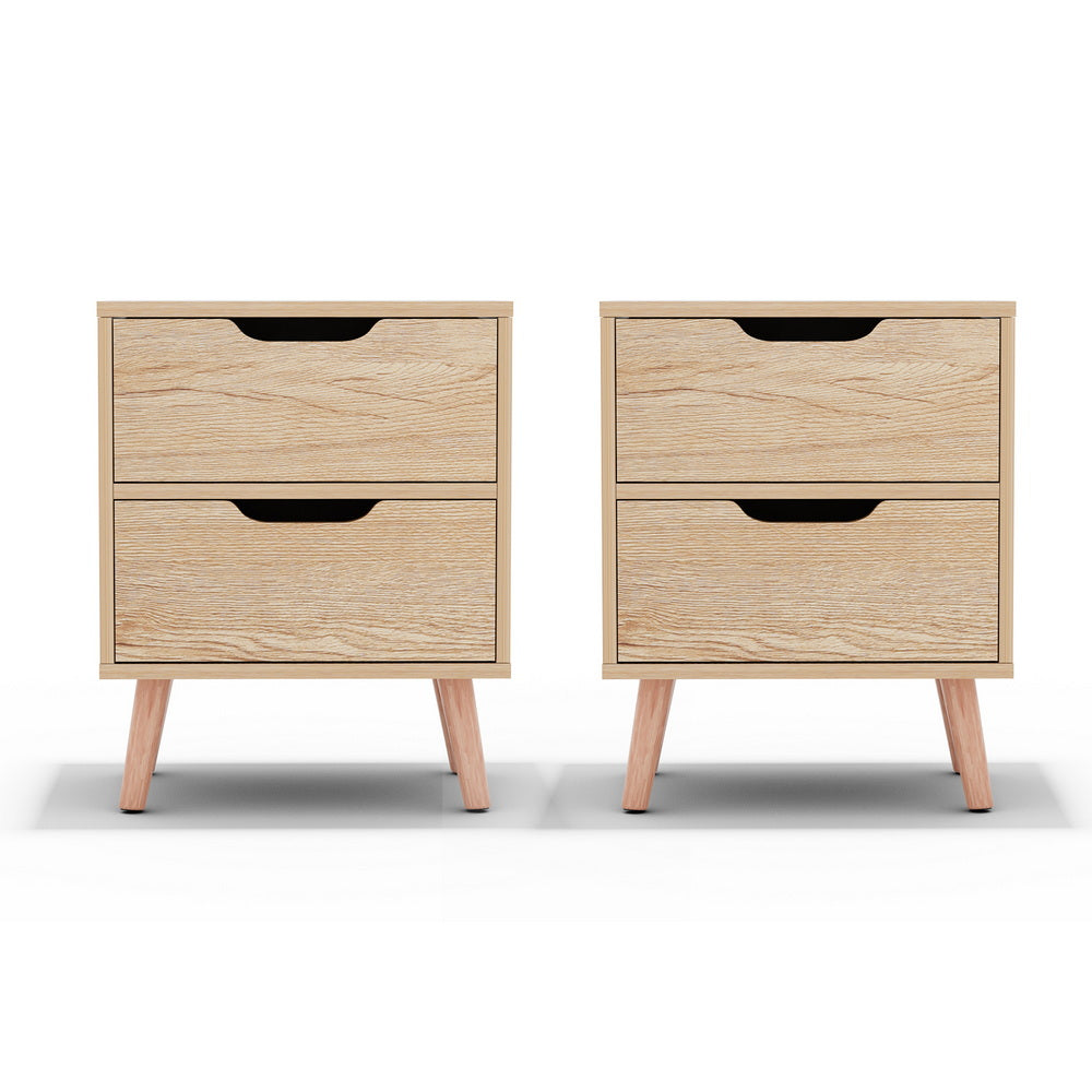Artiss Boden Pine Finish Bedside Tables, Set of 2
