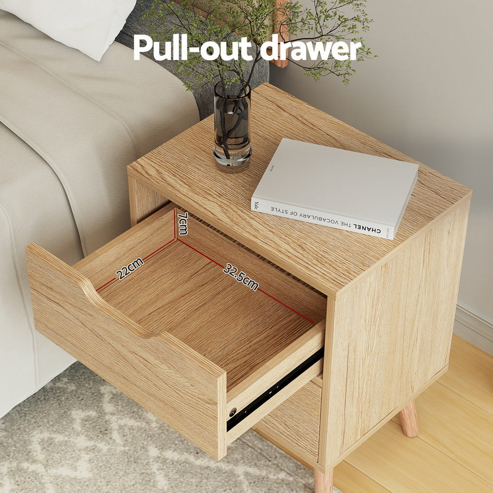Artiss Boden Pine Finish Bedside Tables, Set of 2
