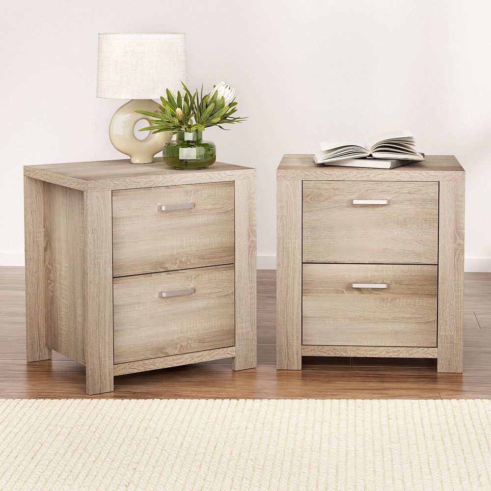 Artiss Maxi Pine Finish Bedside Tables, Set of 2