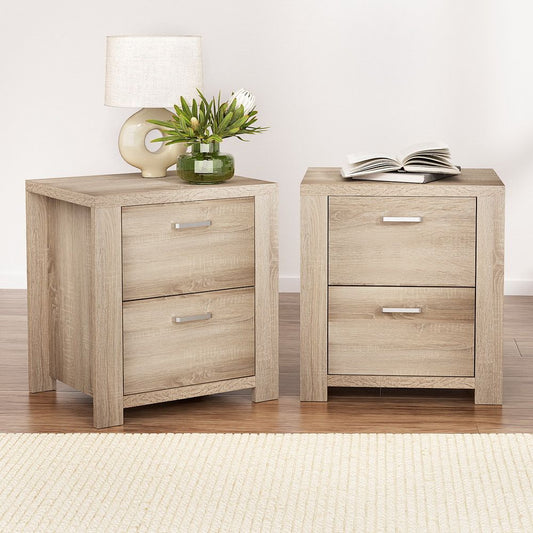 Artiss Maxi Pine Finish Bedside Tables, Set of 2