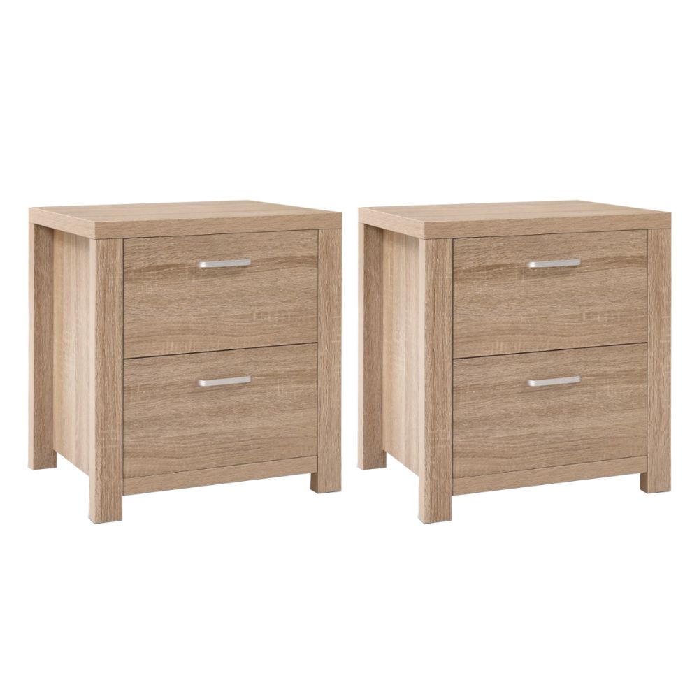 Artiss Maxi Pine Finish Bedside Tables, Set of 2