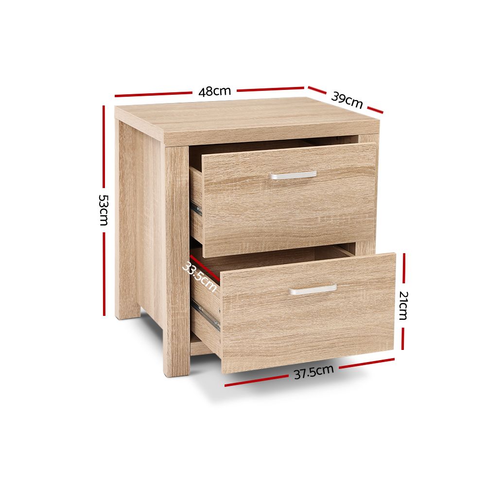 Artiss Maxi Pine Finish Bedside Tables, Set of 2