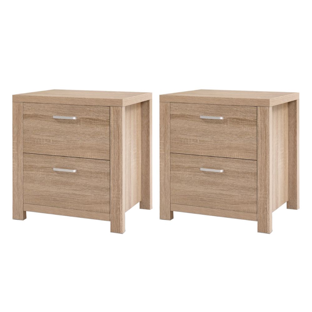 Artiss Maxi Pine Finish Bedside Tables, Set of 2