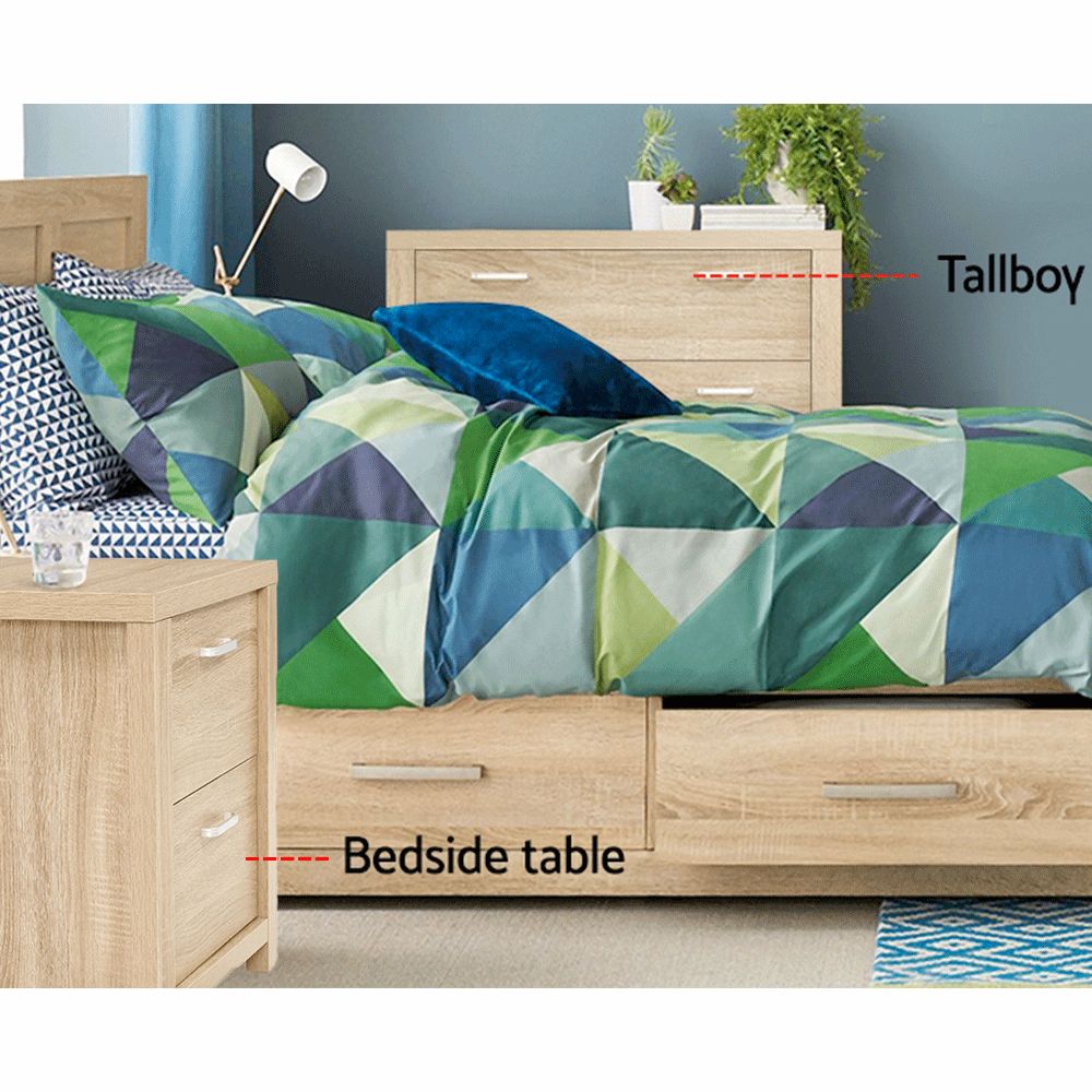 Artiss Maxi Pine Finish Bedside Tables, Set of 2