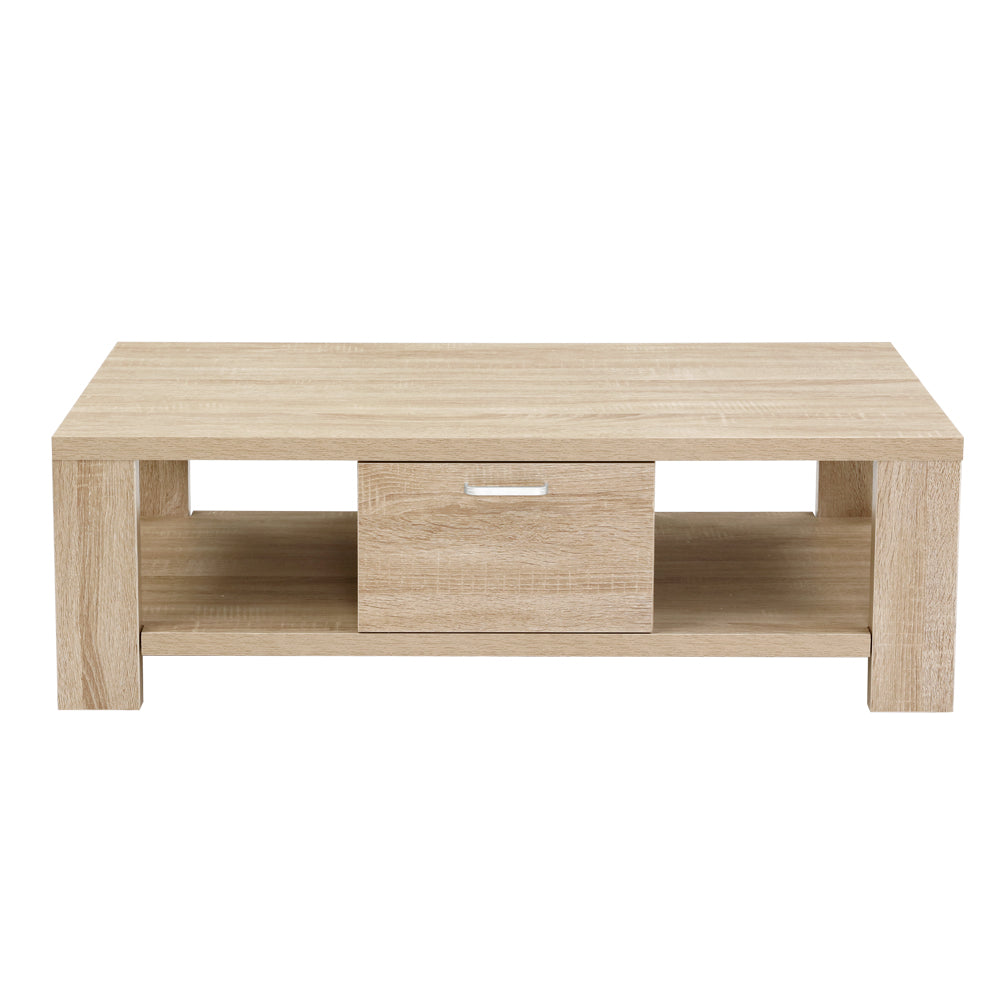 Artiss Maxi Oak Finish Coffee Table with Drawer