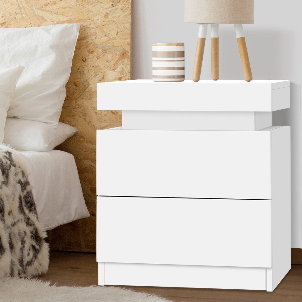 Artiss Coley White Bedside Table with Lift Up Storage
