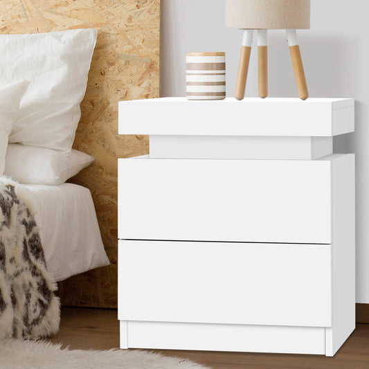 Artiss Coley White Bedside Table with Lift Up Storage
