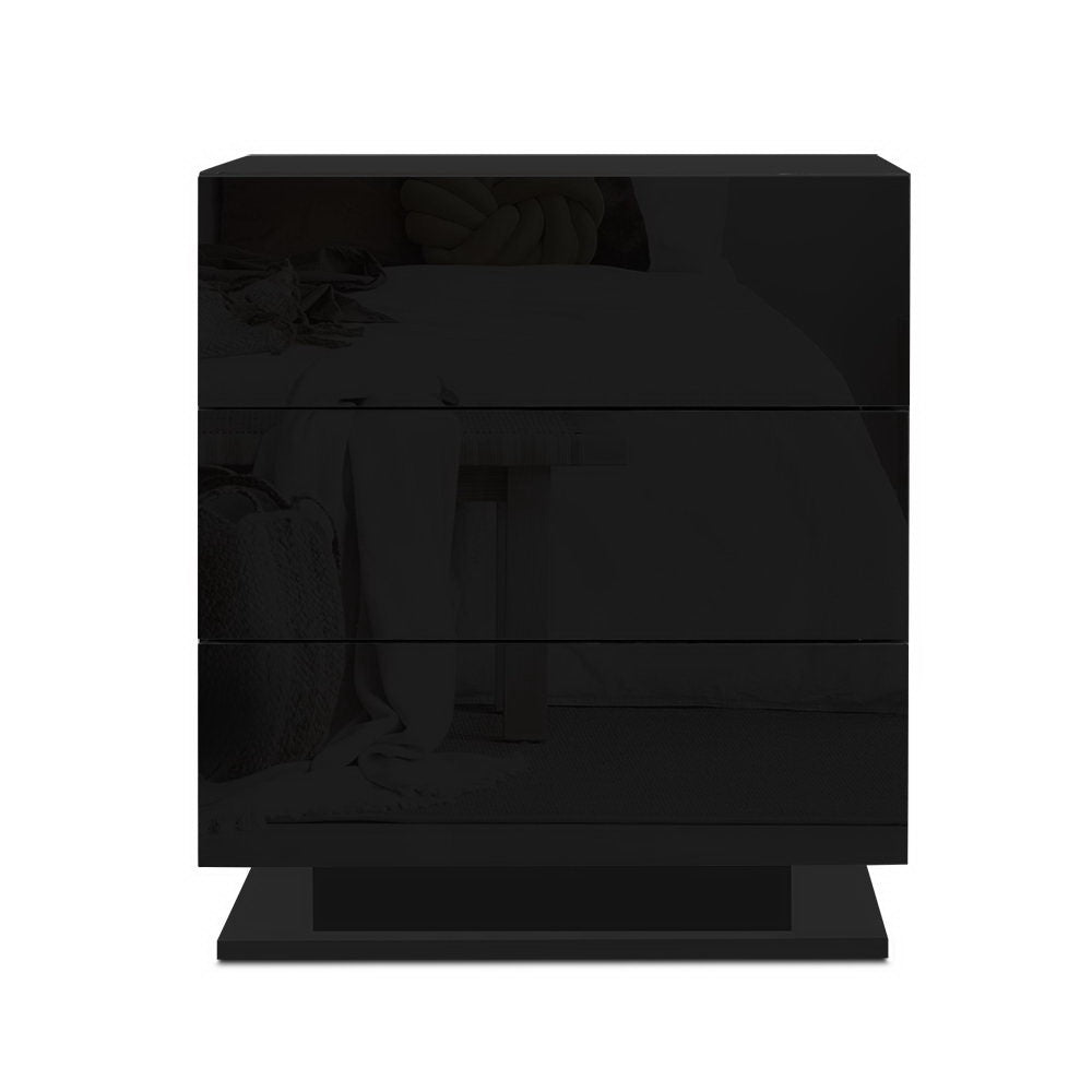 Artiss Mori Black LED Bedside Tables, Set of 2