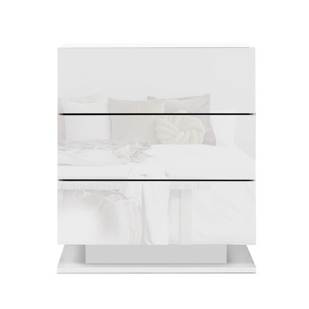 Artiss Mori White LED Bedside Tables, Set of 2