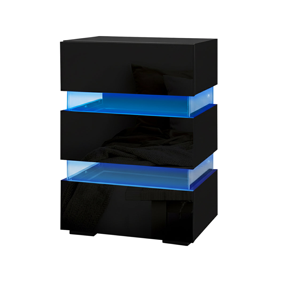 Artiss Lumi Black LED Bedside Tables, Set of 2