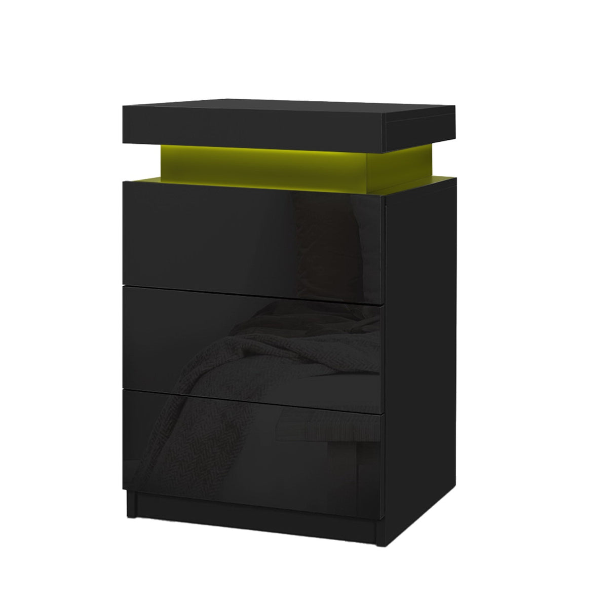 Artiss Coley Black LED Bedside Tables, Set of 2