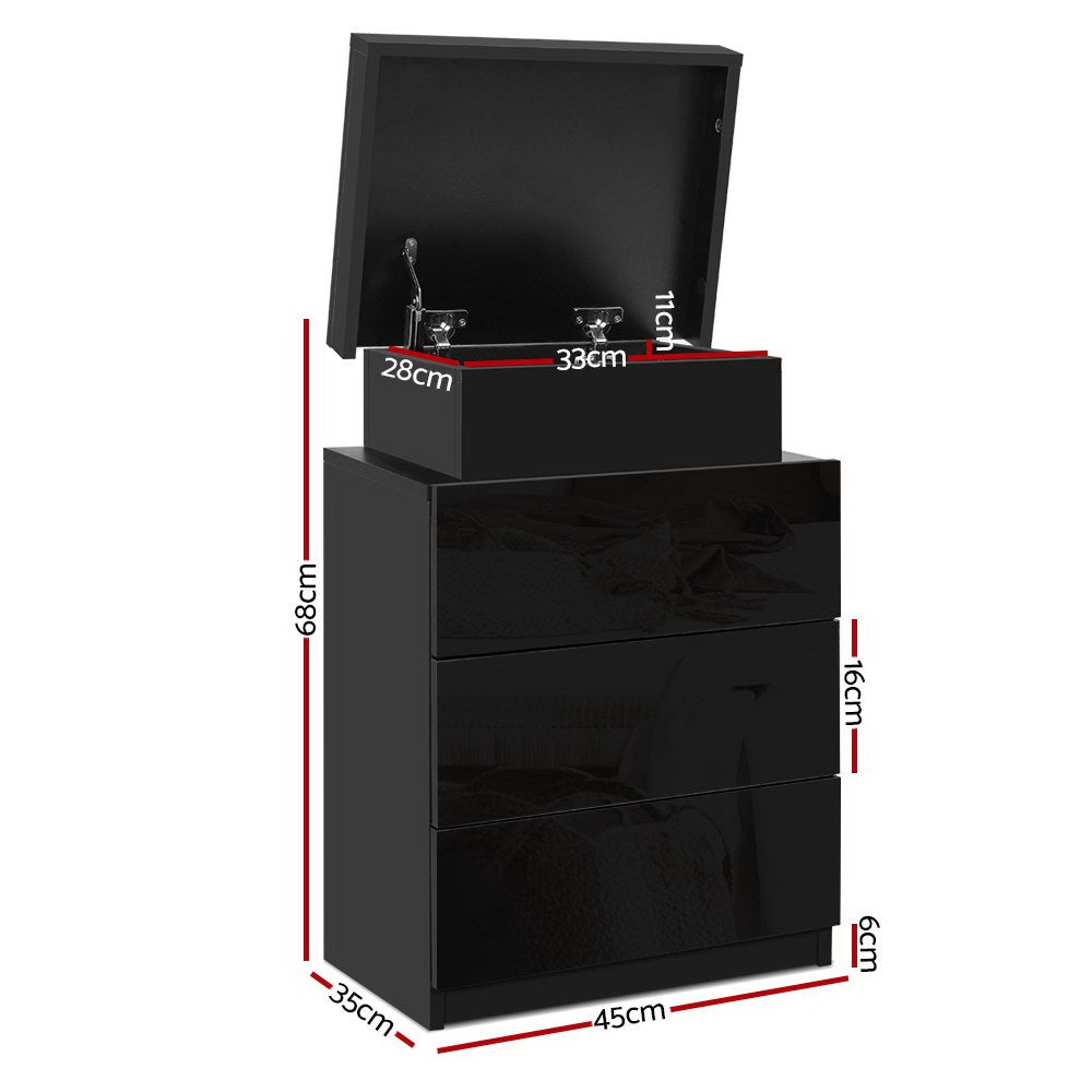 Artiss Coley Black LED Bedside Tables, Set of 2