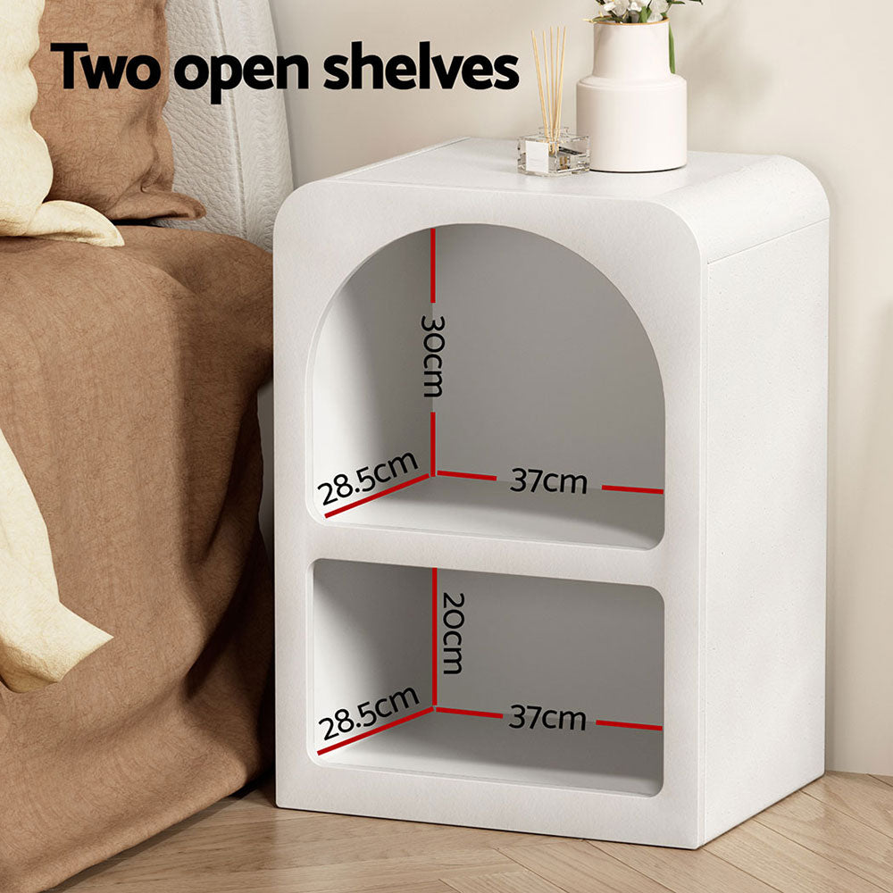 Artiss Arched White Bedside Table with Shelves