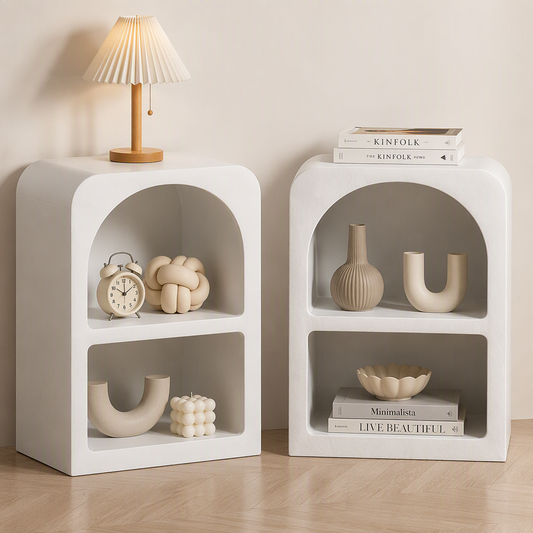 Artiss Arched White Bedside Tables, Set of 2