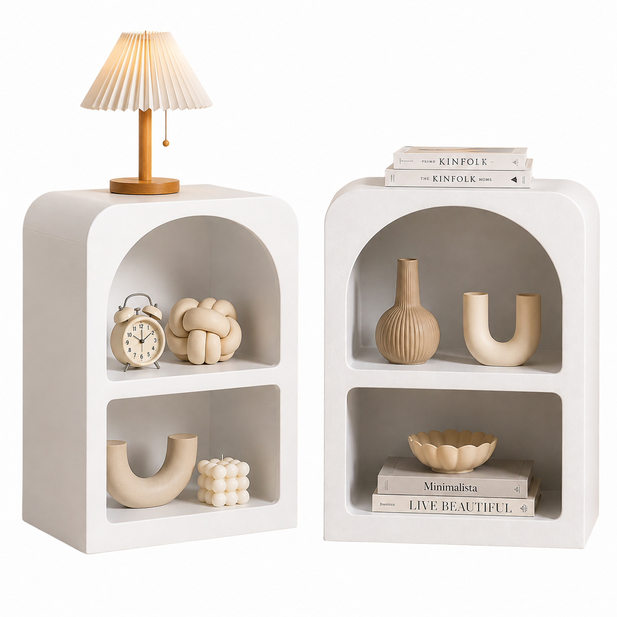Artiss Arched White Bedside Tables, Set of 2