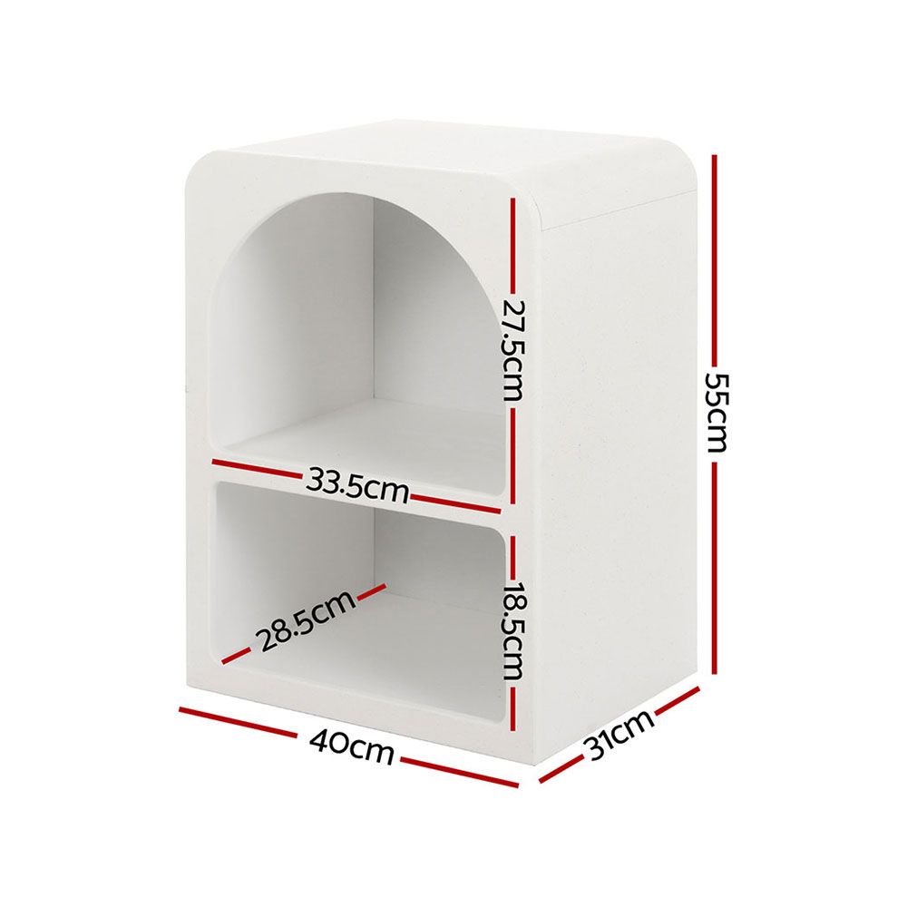 Artiss Arched White Bedside Tables, Set of 2
