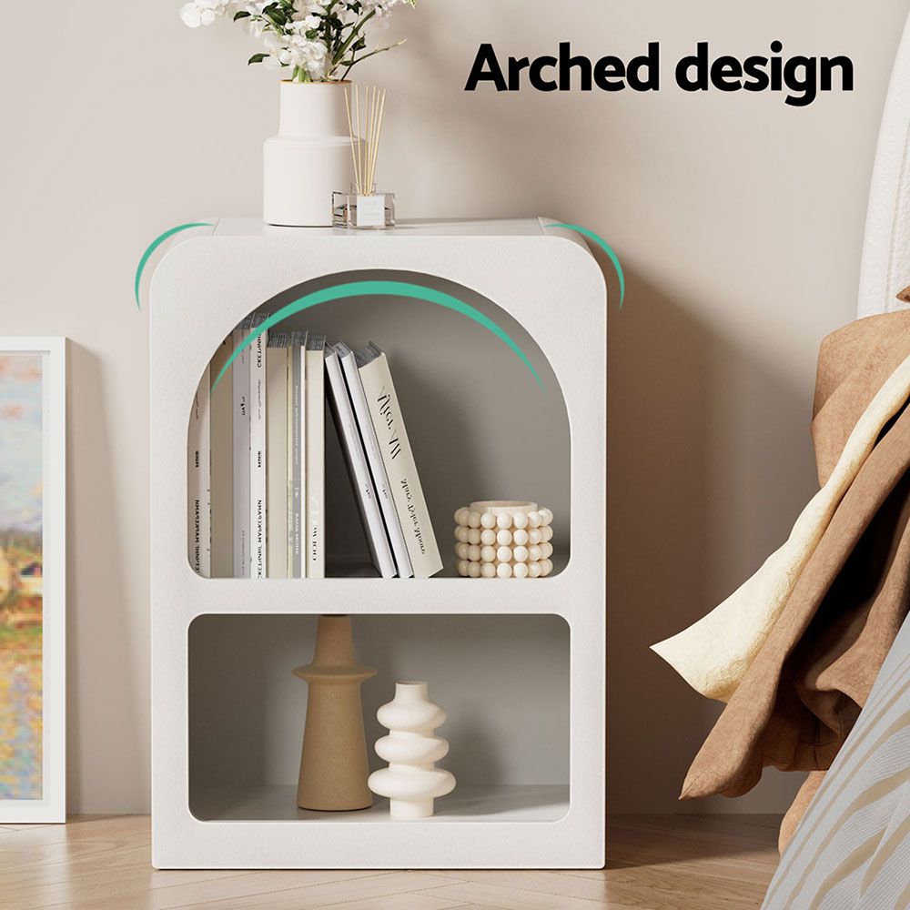 Artiss Arched White Bedside Tables, Set of 2