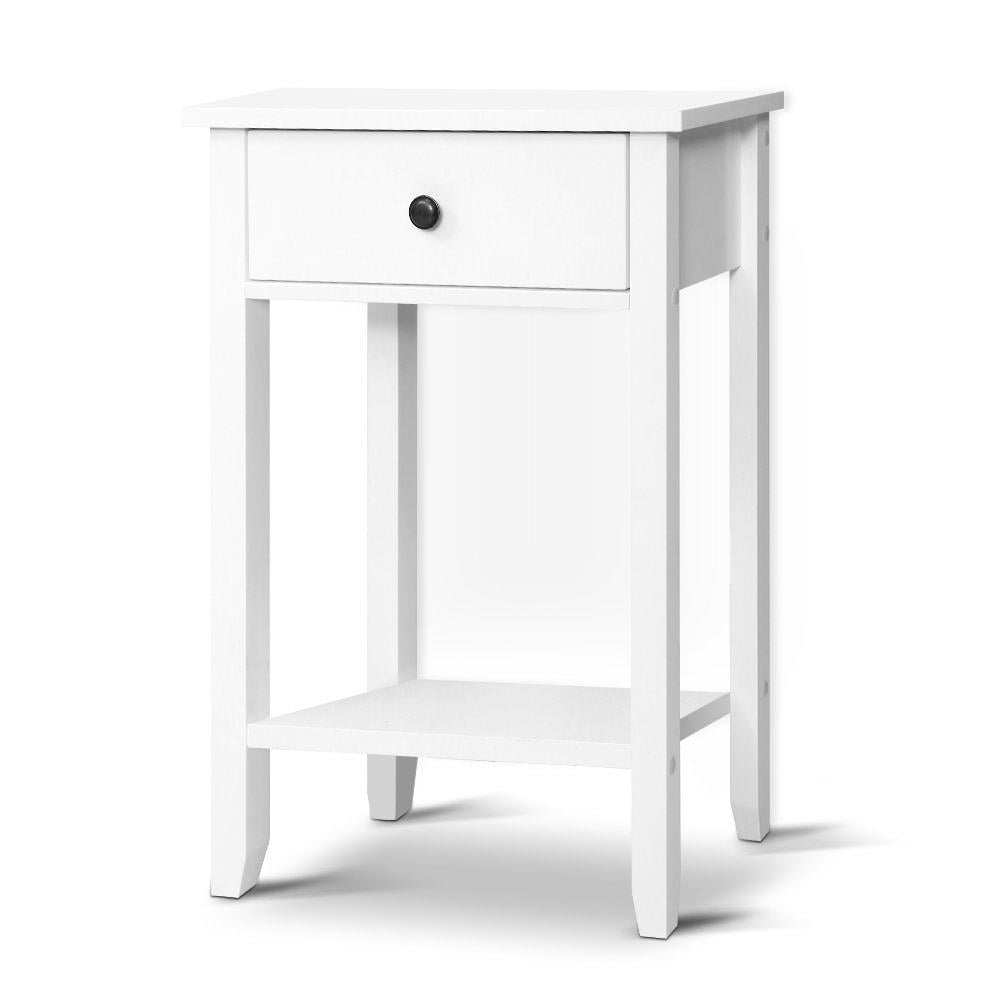 Artiss Bowie White Bedside Table with Drawer and Shelf