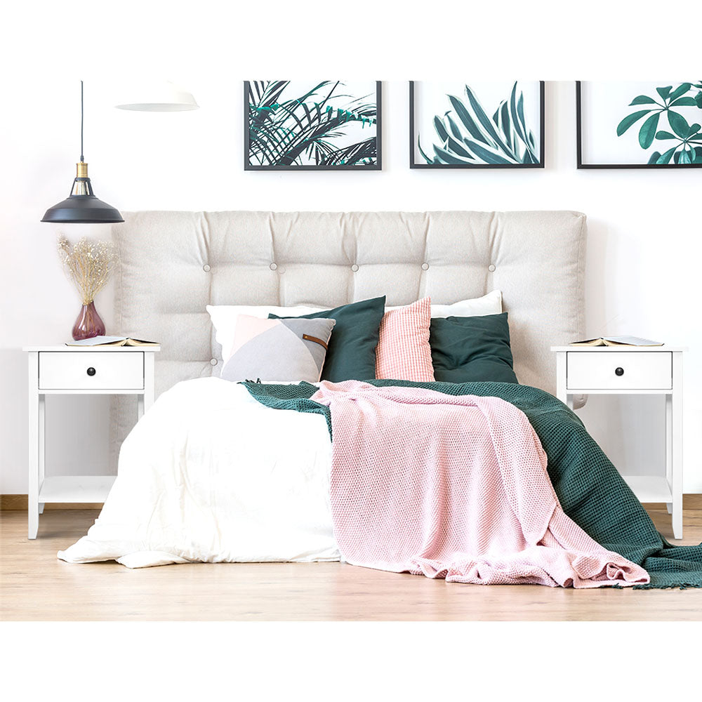 Artiss Bowie White Bedside Table with Drawer and Shelf