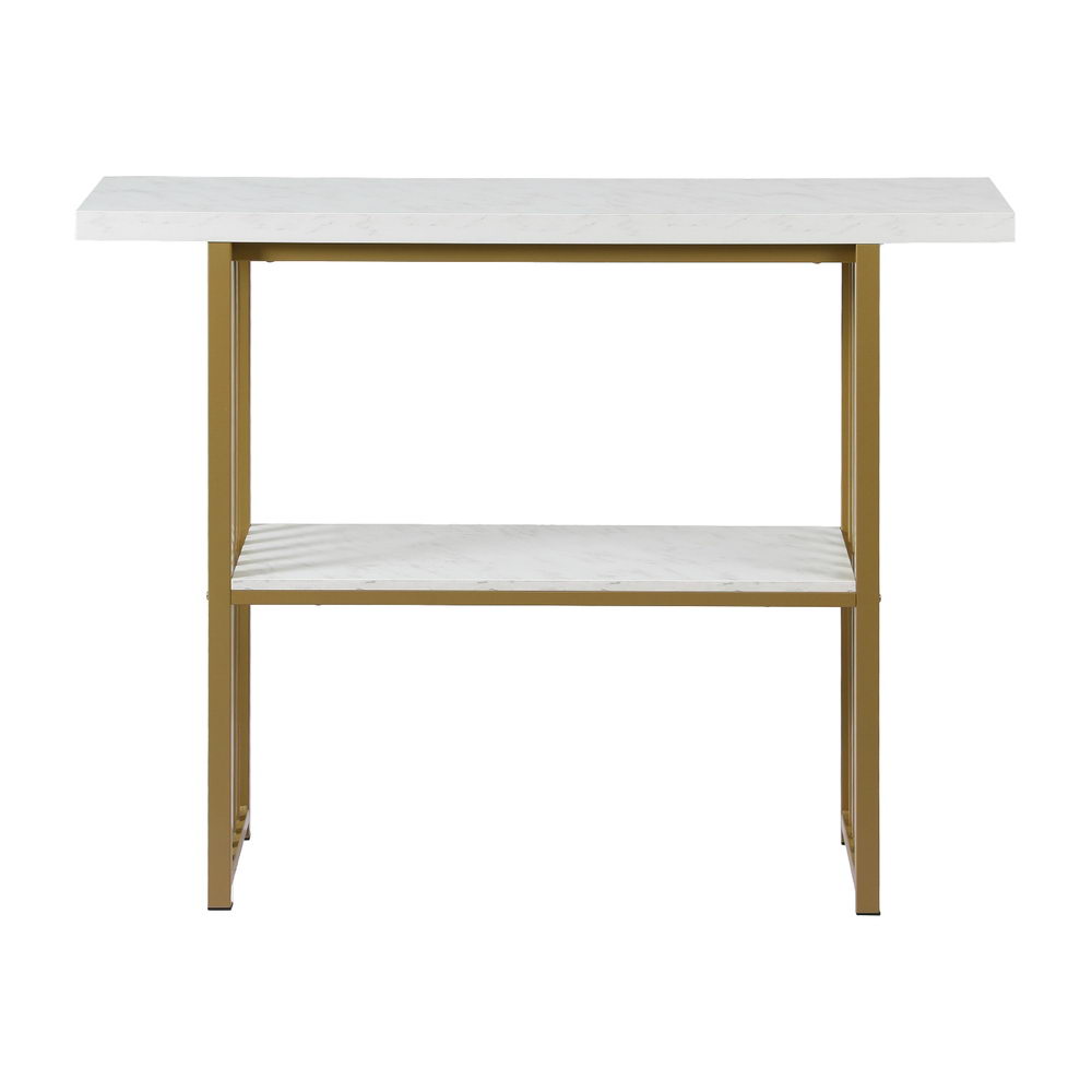 Artiss White and Gold Marble Effect Console Table, 120 cm