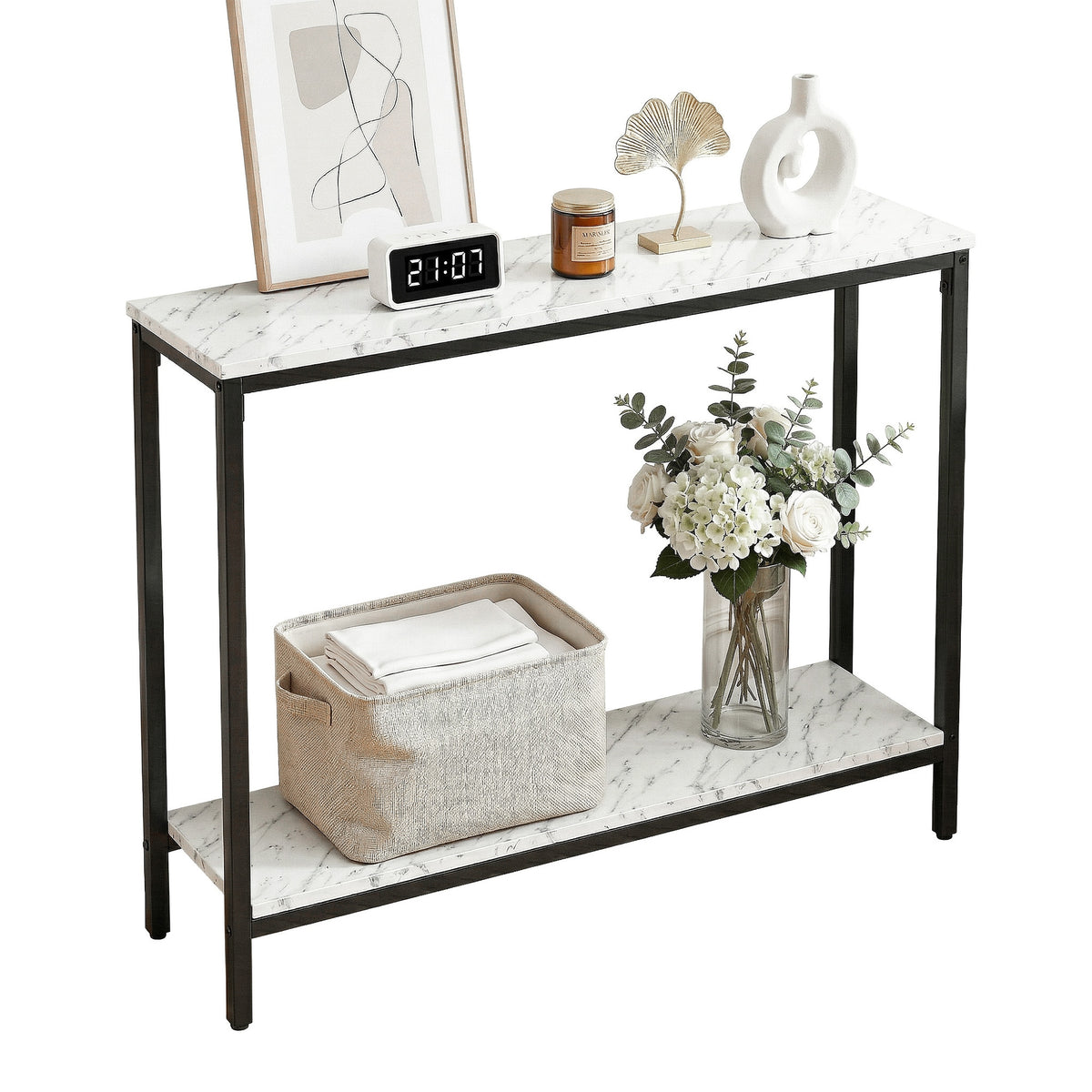 Artiss White Marble Effect Console Table