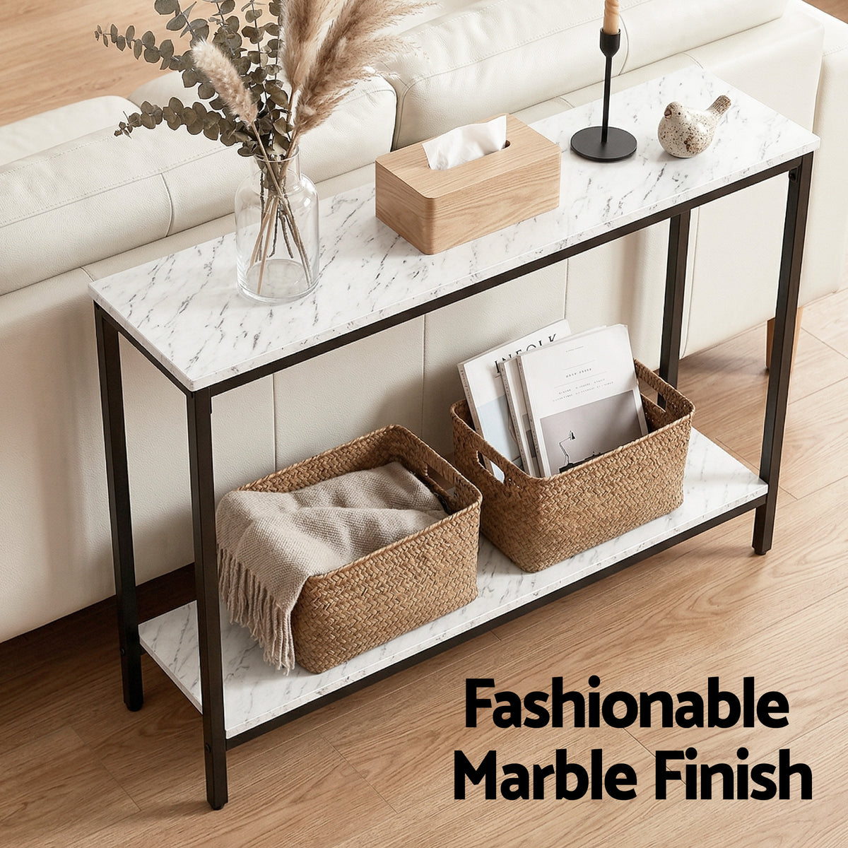 Artiss White Marble Effect Console Table