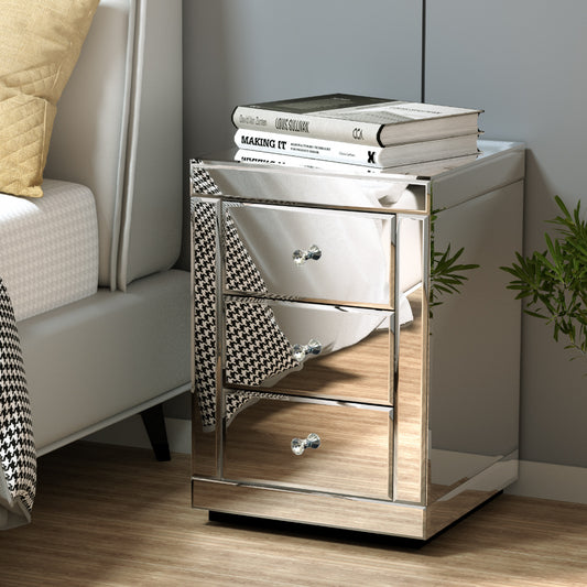 Artiss Presia Silver Mirrored Bedside Table