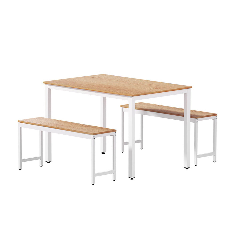Artiss Dining Table and Two Benches Set