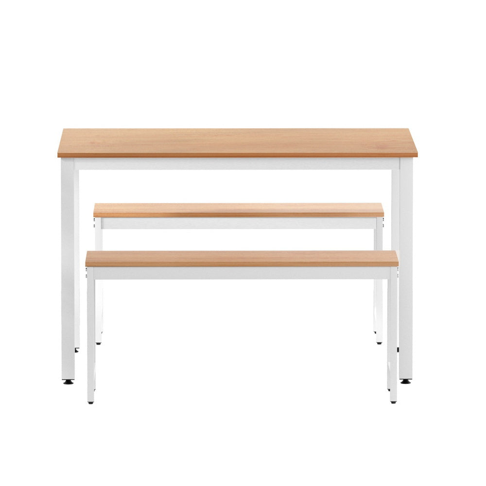 Artiss Dining Table and Two Benches Set