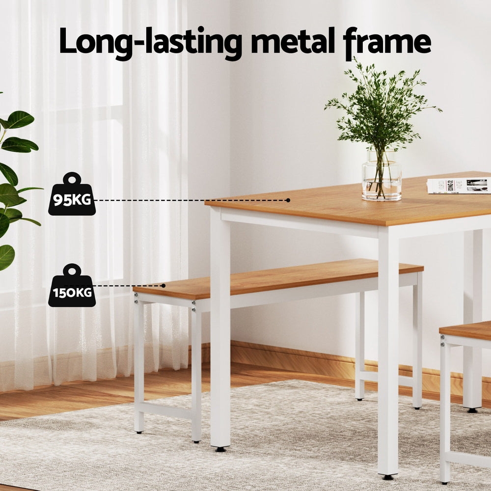 Artiss Dining Table and Two Benches Set