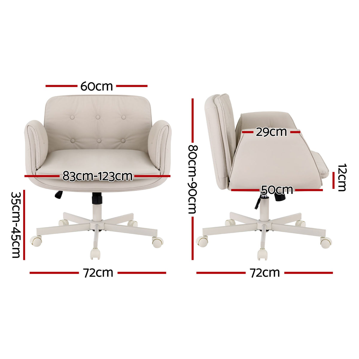 Artiss Criss Cross Chair with Wheels & Adjustable Armrests, Ergonomic Cross Legged Office Desk Chair PU Leather Vanity Chair Swivel for Home, Make Up, Bedroom, Computer, Beige