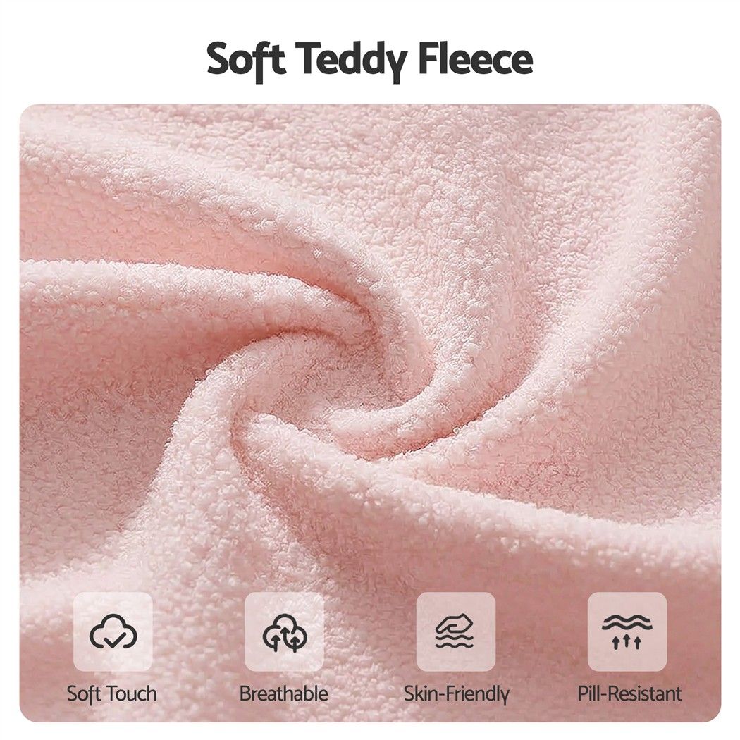 Artiss Office Chair Armless Swivel Vanity Desk Chair with Wheels Teddy Fleece Pink