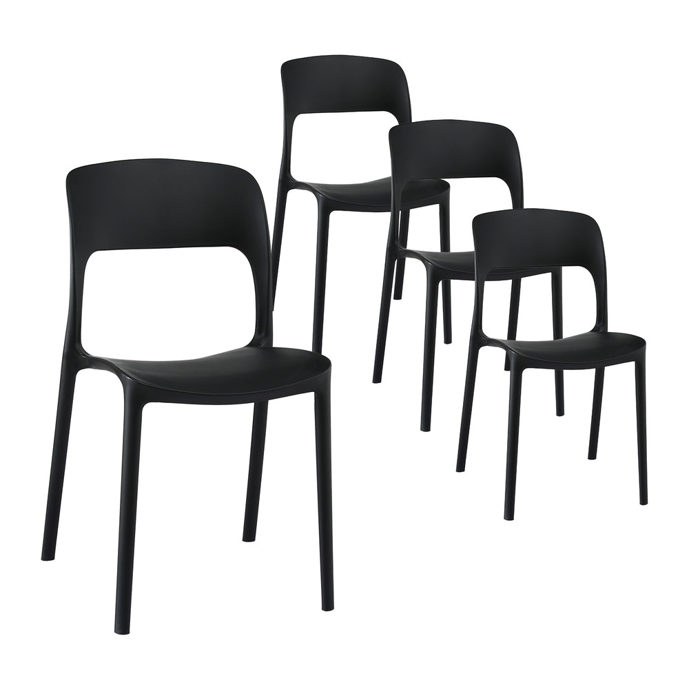 Gardeon 4PC Outdoor Dining Chairs Stackable PP Patio Chair Garden Furniture Black