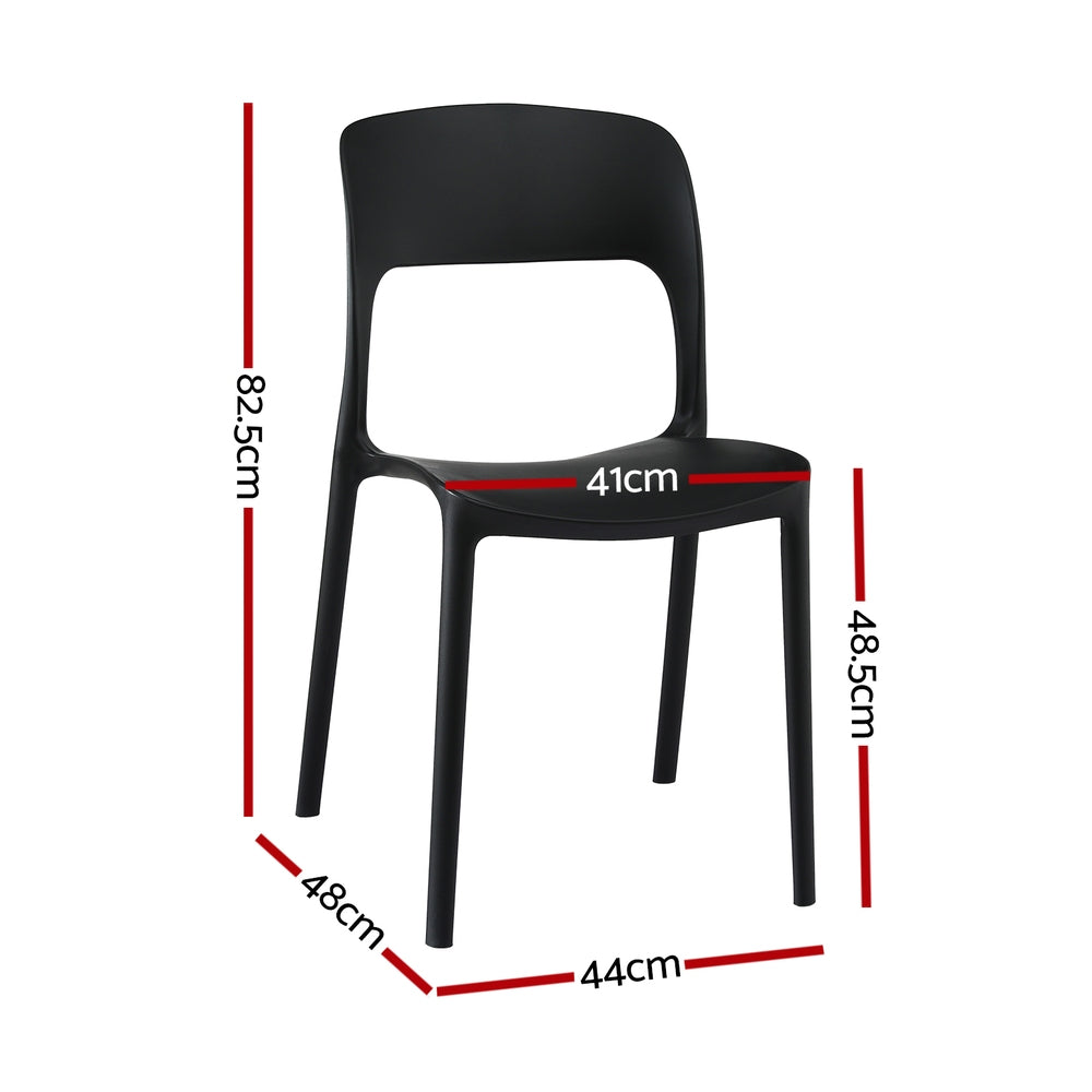Gardeon 4PC Outdoor Dining Chairs Stackable PP Patio Chair Garden Furniture Black