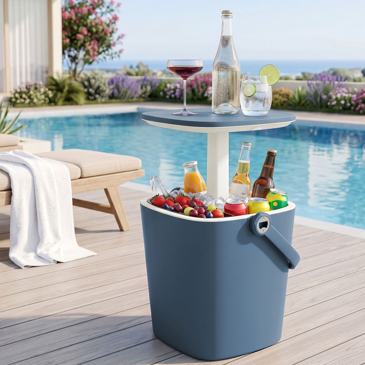 Gardeon Blue Cooler Bar Table, 15 L