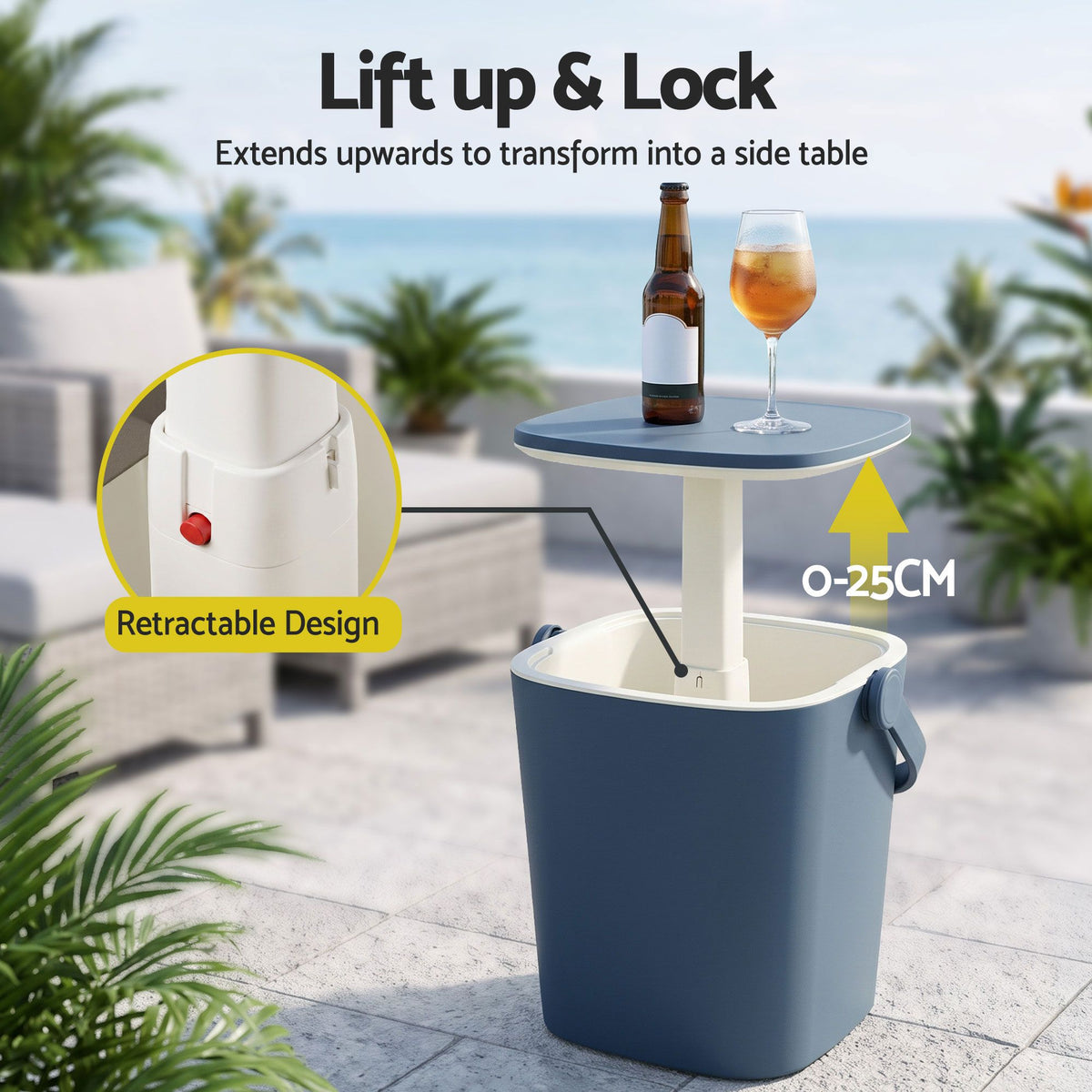 Gardeon Blue Cooler Bar Table, 15 L