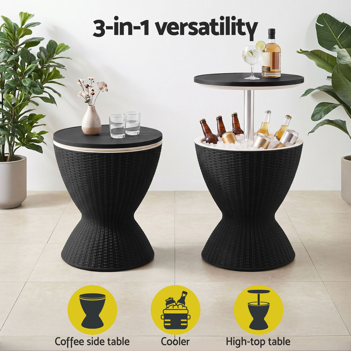 Gardeon Black Cooler Bar Table, 30 L