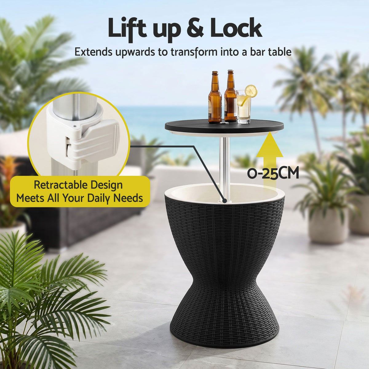 Gardeon Black Cooler Bar Table, 30 L