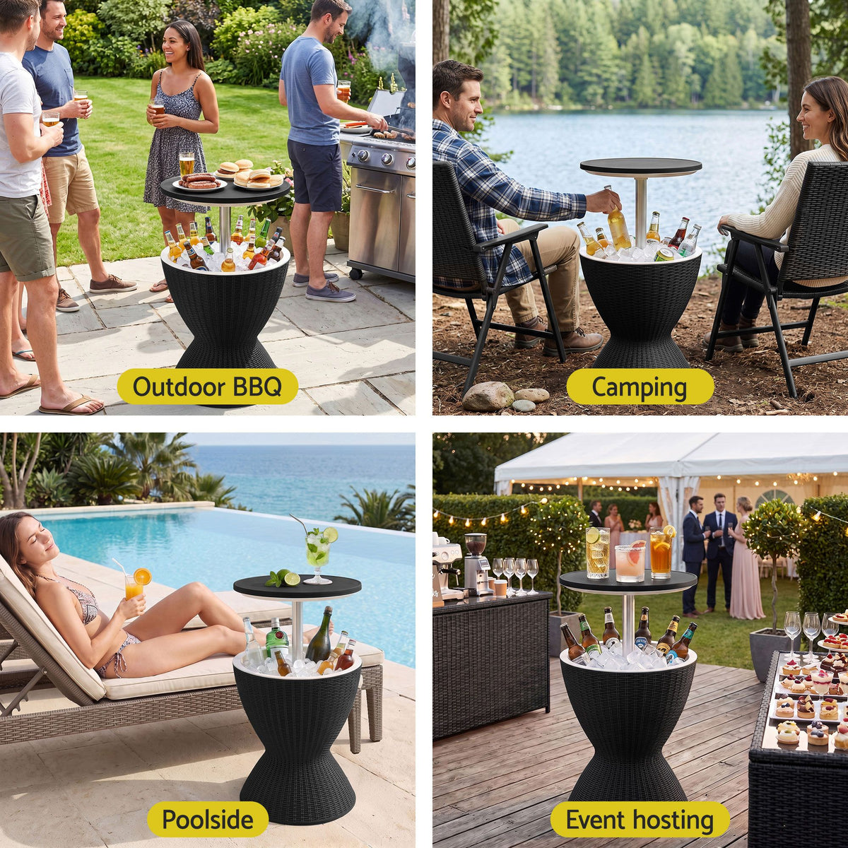 Gardeon Black Cooler Bar Table, 30 L